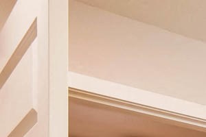 Las Vegas NV Apartments -The Mercer Bathroom With Wooden Flooring and Sleek Cabinets